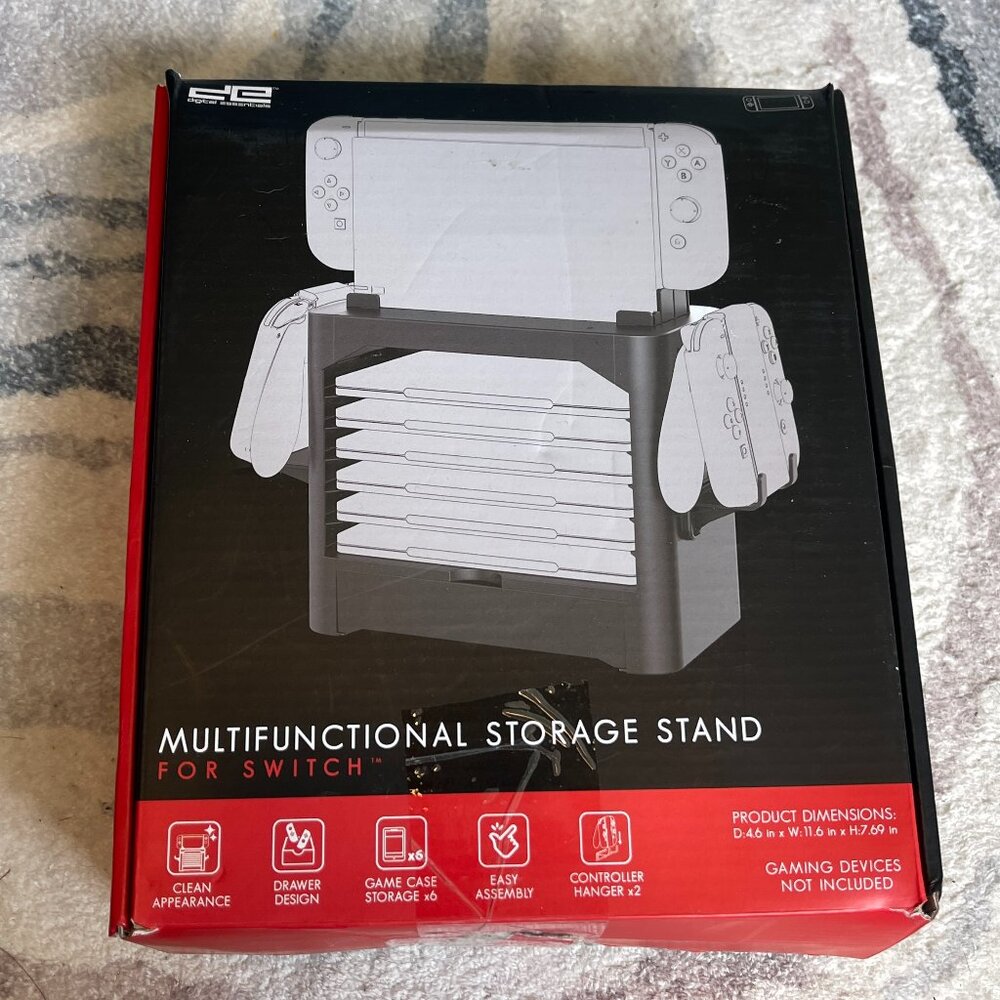 Nintendo Switch Storage Tower Stand Game Disk Rack & Controller Holder - Black